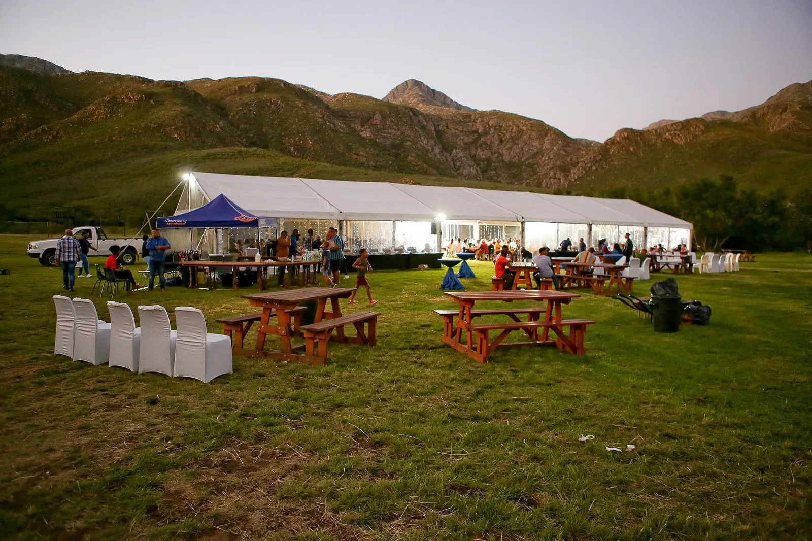 Marquee tent rental at an outdoor event