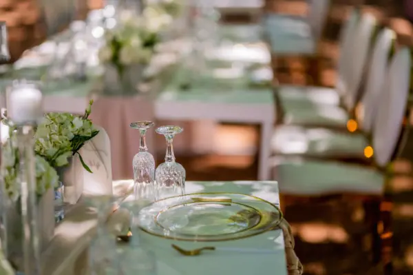 Bride and groom table decor at a wedding reception