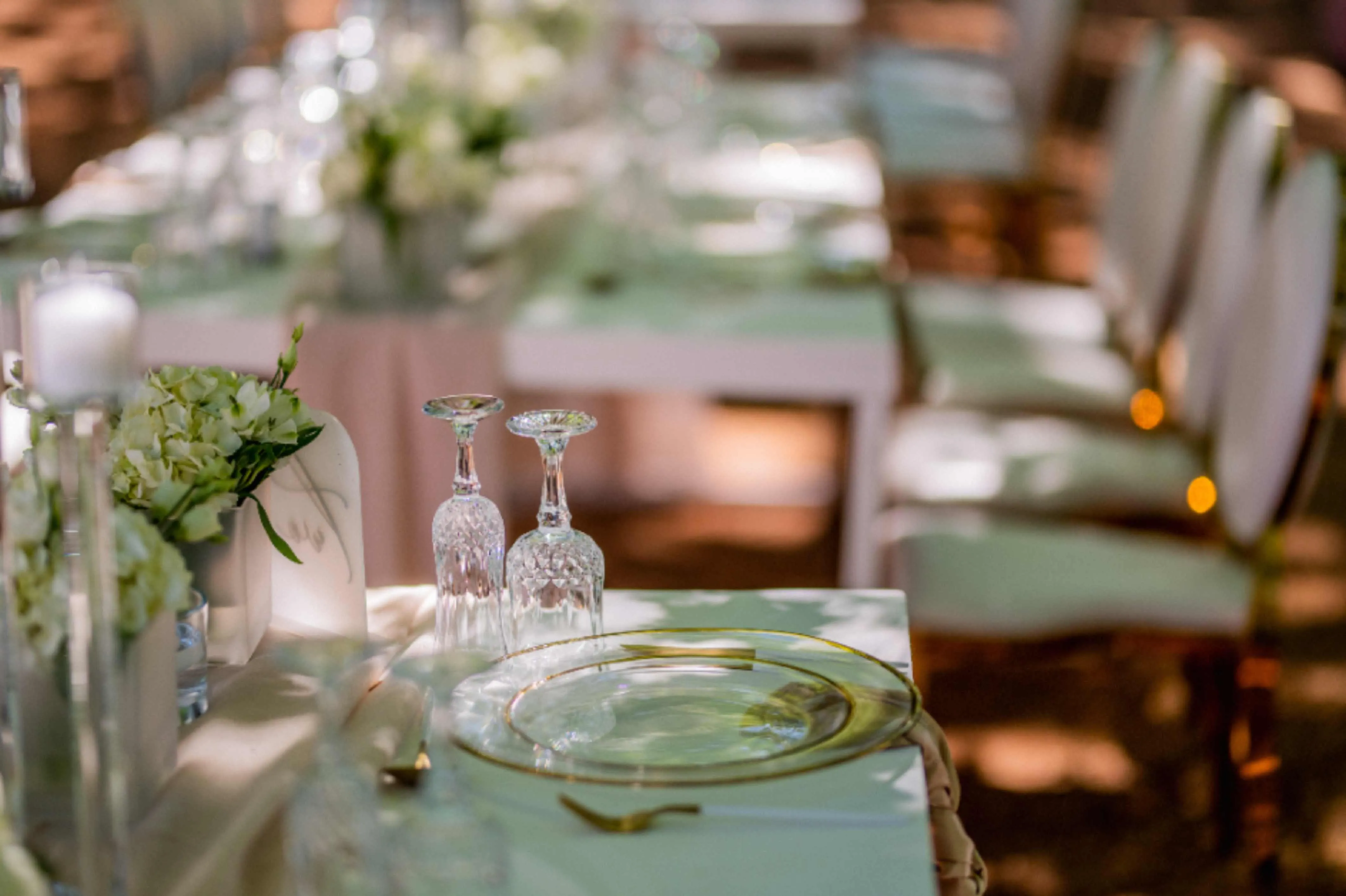 Bride and groom table decor at a wedding reception